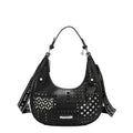 BOLSO DE HOMBRO CON RECORTE GEOMÉTRICO (NEGRO)