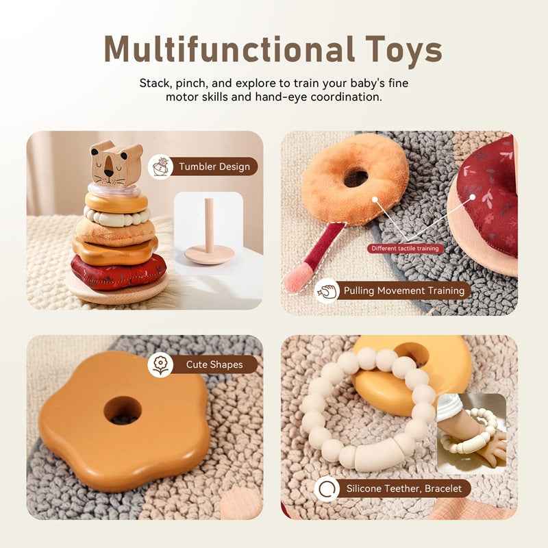 Juego educativo de apilado de madera para niños