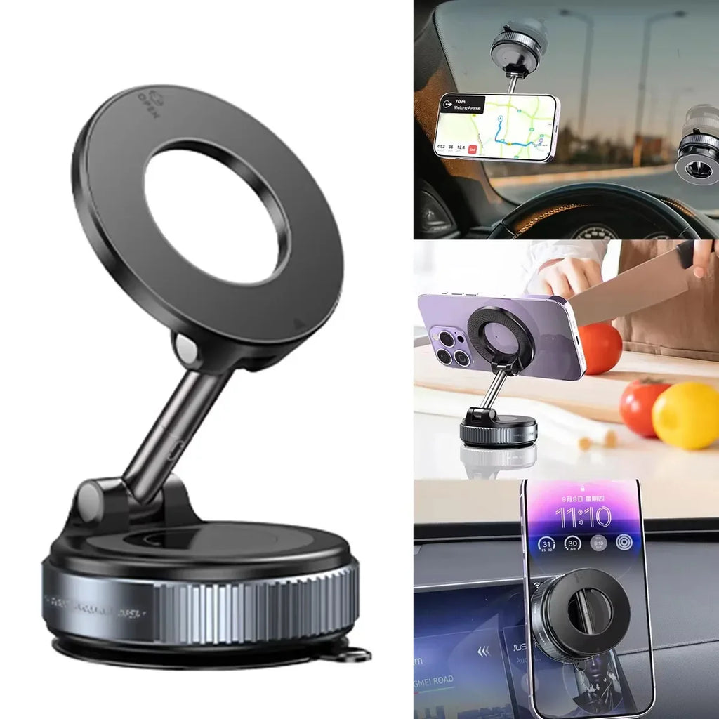 360° Magnetic Car Phone Mount | Vacuum Suction and Adjustable Rotation