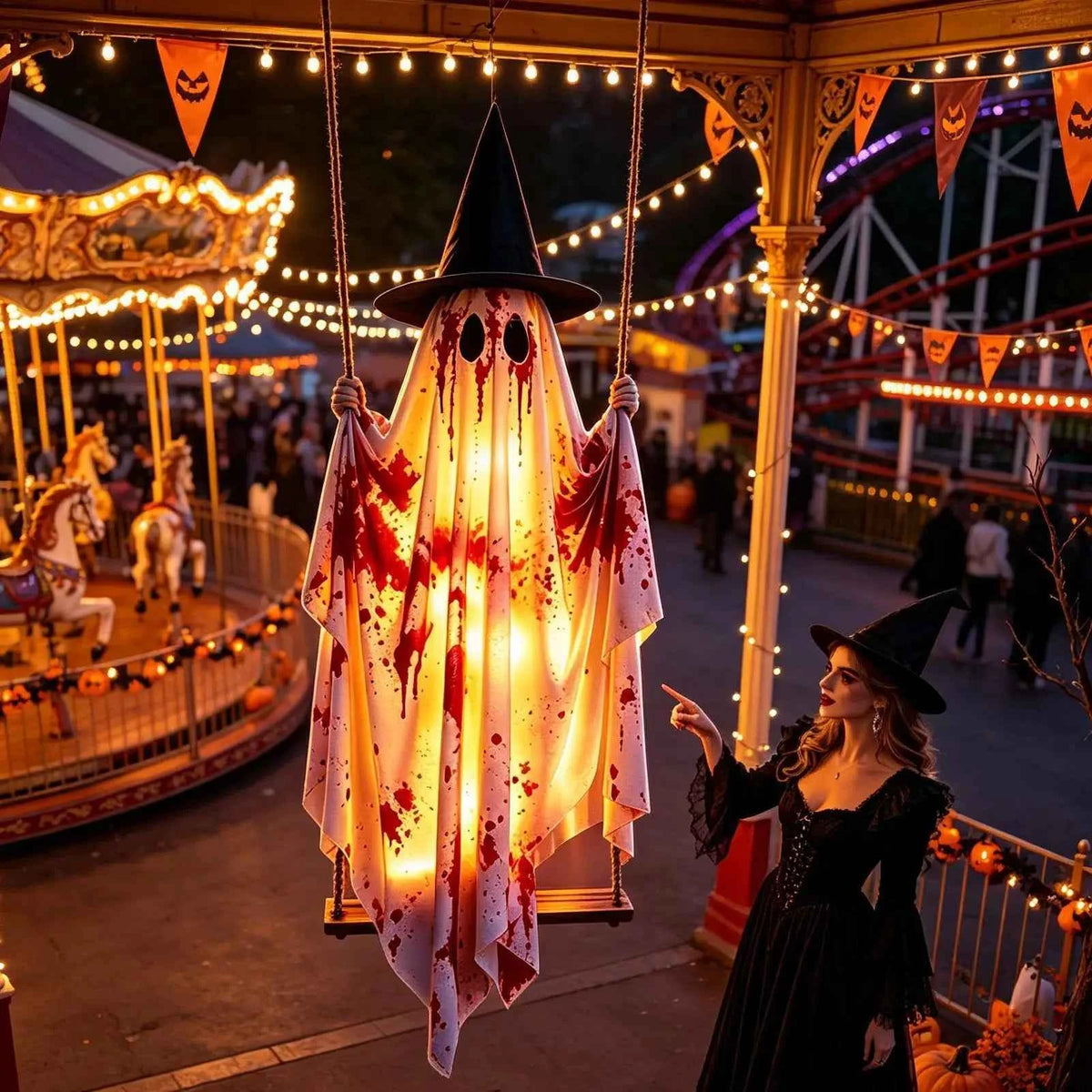 Fantasma Colgante de Halloween – Decoración para Jardín y Exterior