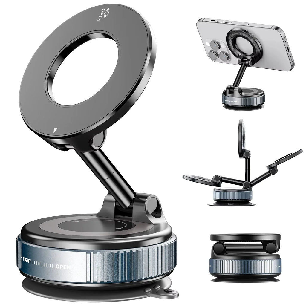 360° Magnetic Car Phone Mount | Vacuum Suction and Adjustable Rotation