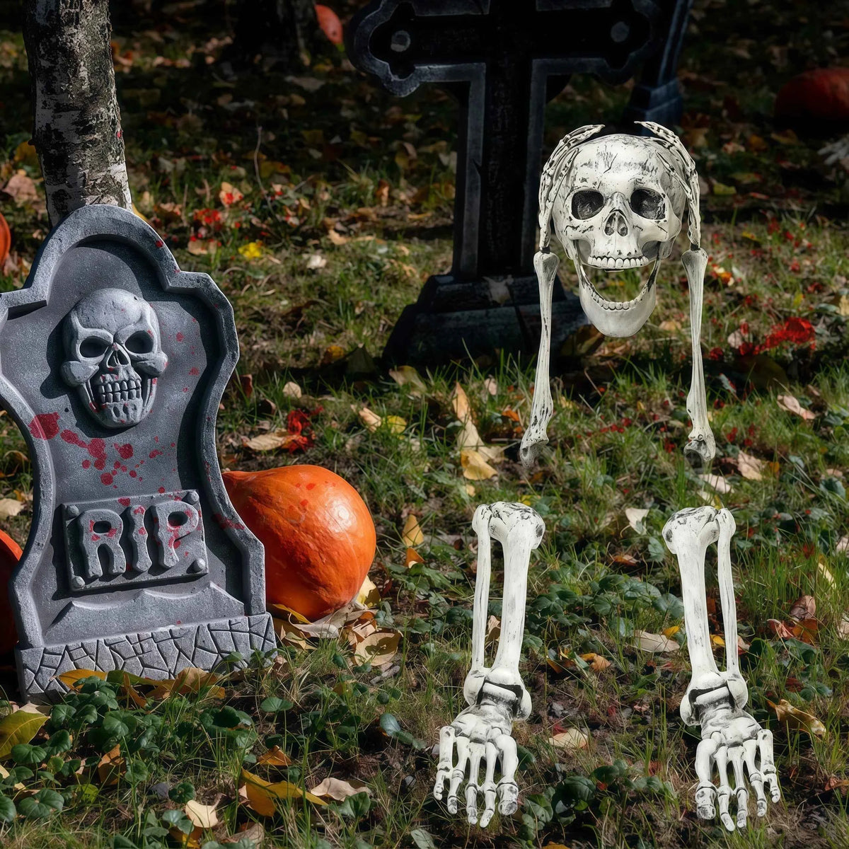 Estacas de Esqueleto para Halloween – Decoración Espeluznante para Jardín