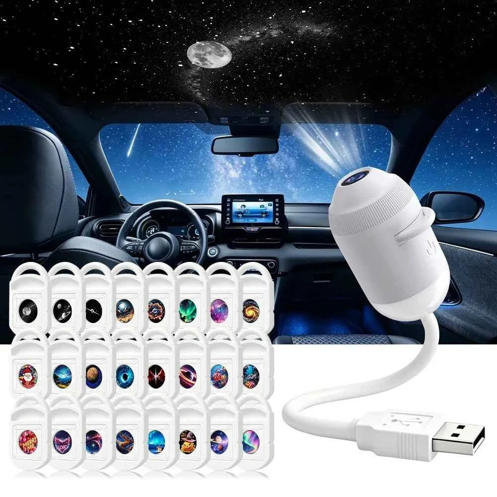 Lámpara proyector de galaxias 2 en 1 USB, luz nocturna de cielo estrellado con diapositivas HD