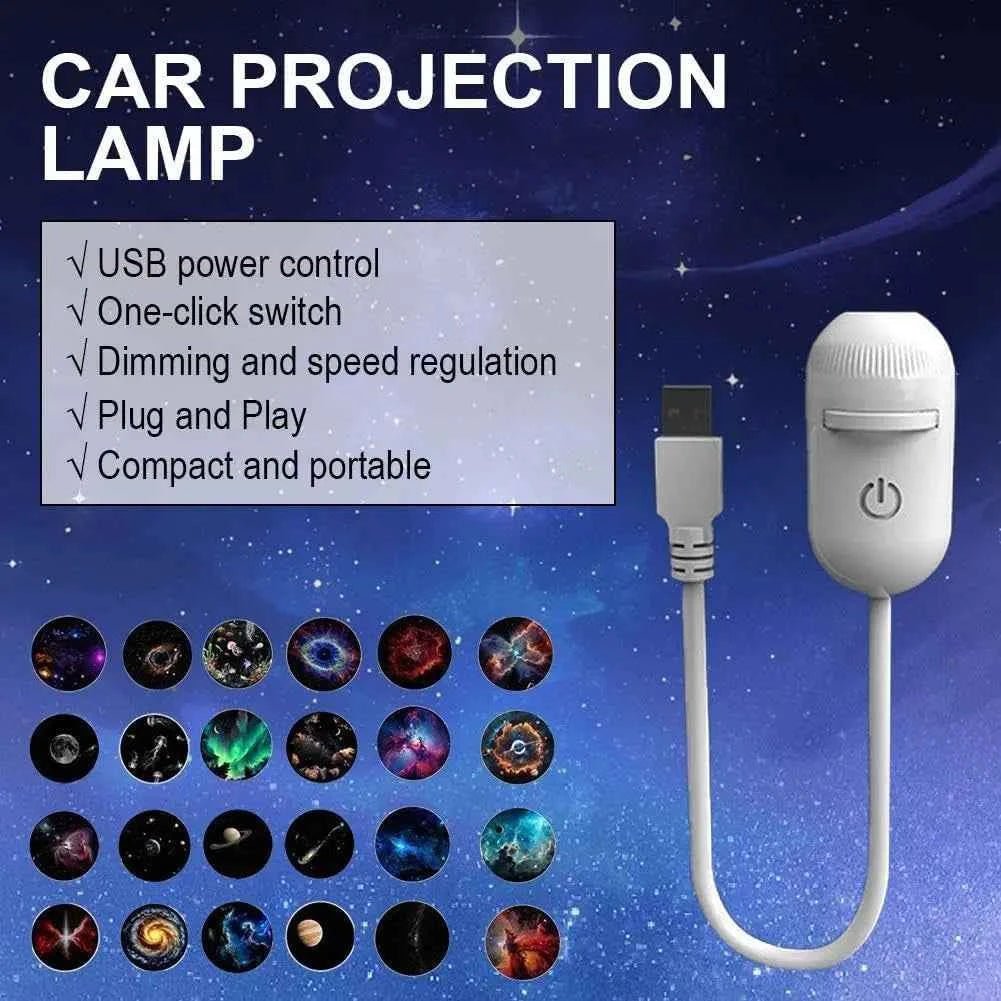 Lámpara proyector de galaxias 2 en 1 USB, luz nocturna de cielo estrellado con diapositivas HD