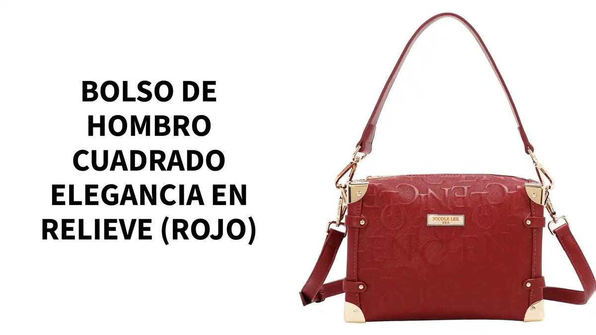 BOLSO DE HOMBRO CUADRADO ELEGANCIA EN RELIEVE (ROJO) by@Outfy